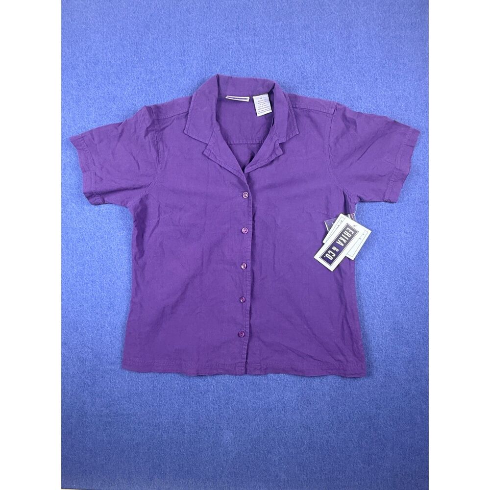Erika & Co Women’s M Purple Cotton Button Down Camp Shirt New With Tags